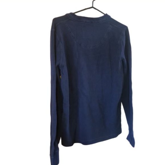 Abercrombie & Fitch Navy Blue Waffle Weave Henley Long Sleeve Shirt XL - Picture 2 of 8